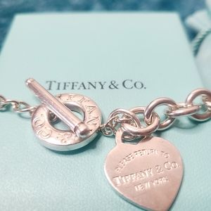 Tiffany & Co Heart Tag Toggle Choker Necklace Sterling Silver 15.5"
